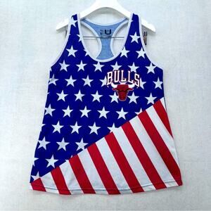 Women’s NBA Chicago Bulls Tank Tank USA Flag Racerback Basketball Shirt Medium